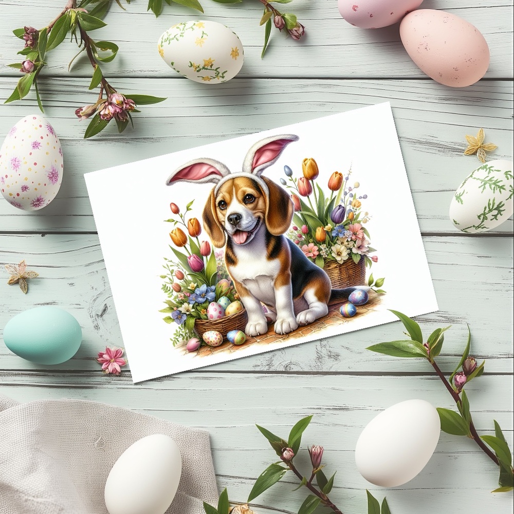 Beagle Easter Cards, Blank Note Card Set